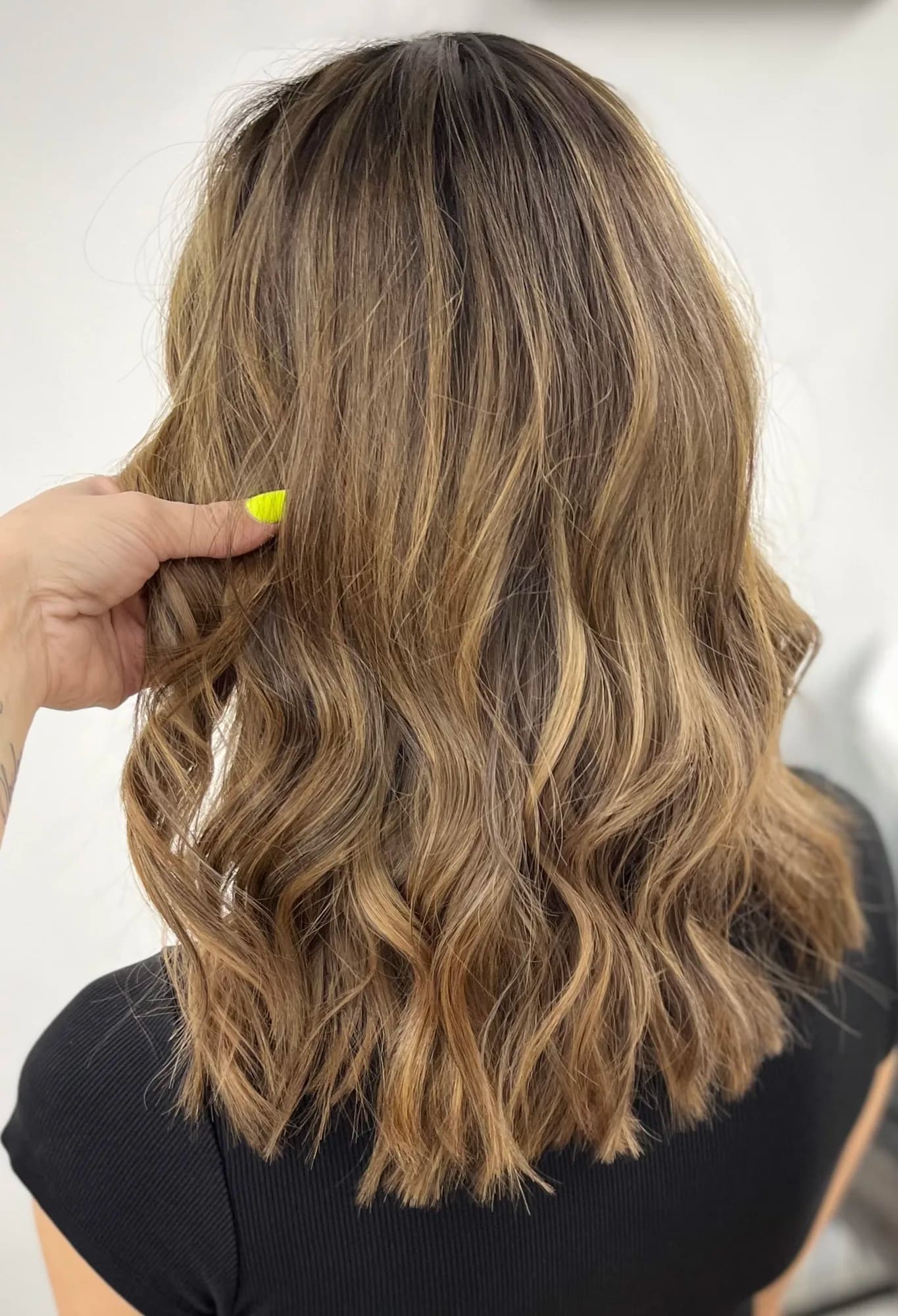 Bright balayage hair colour finish