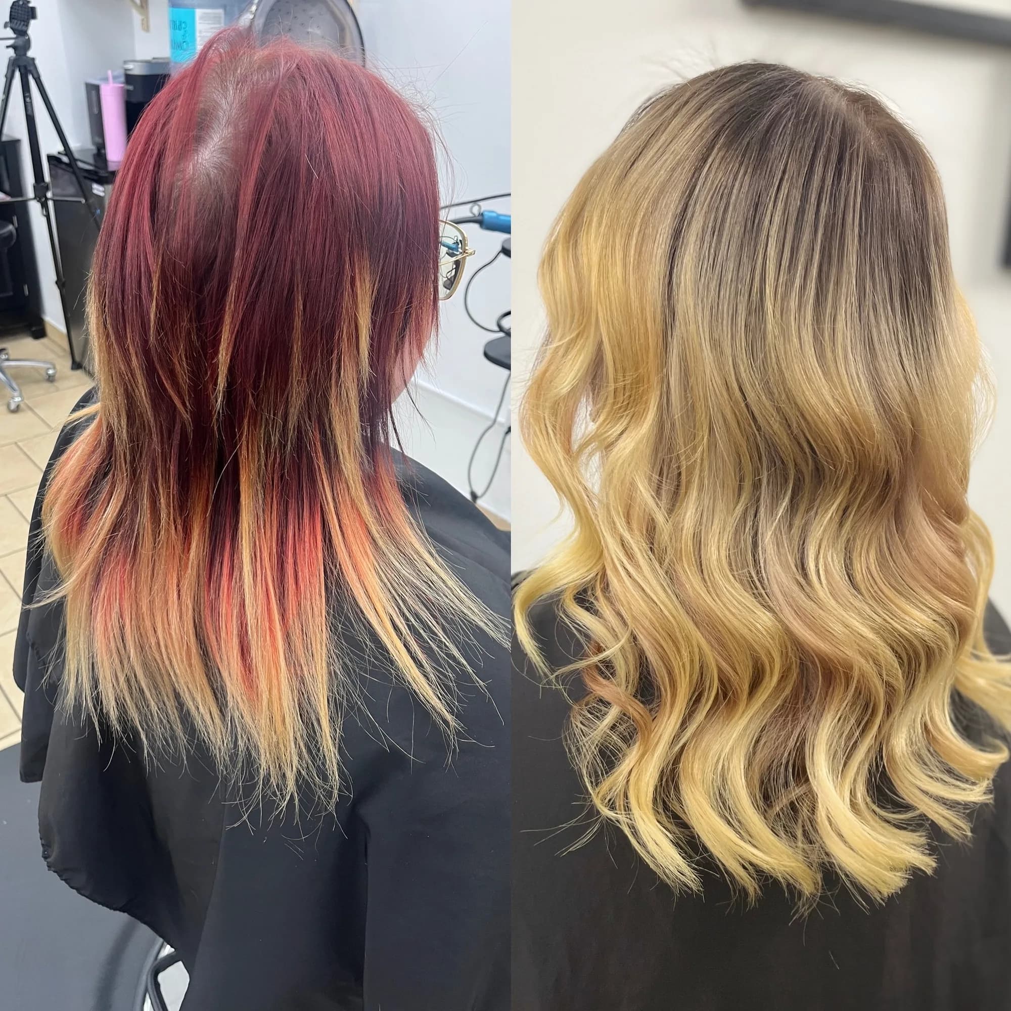 Two-session colour correction hair result