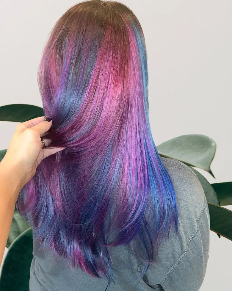 Vivid rainbow hair colour result